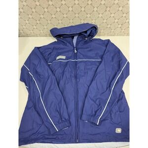 Columbia Women's XL Hooded Rain Jacket Windbreaker Blue White Activewear‎
